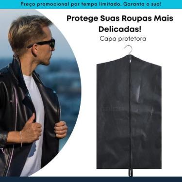 Imagem de Capa Protetora Para Terno Roupa Jaqueta Vestido Com Zíper TNT Impermeá