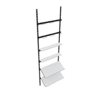 Imagem de Kit Expositor de Calçados de Parede Cremalheira com Prateleira em MDF 