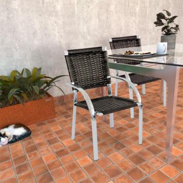 Imagem de Cadeira em Alumínio e Trama Colmeia Área Cozinha Resistente - UMA BOX,