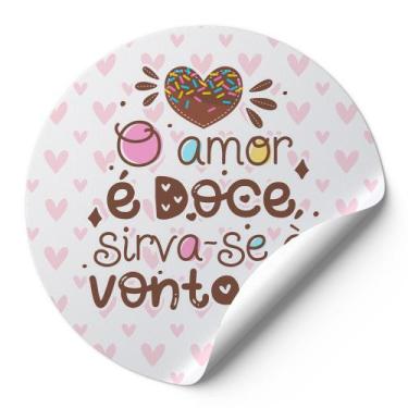 Imagem de 120 Tag Etiquetas Adesivos Para Embalagens Redonda Confeitaria O Amor 
