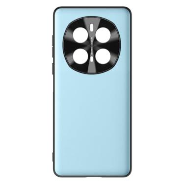 Imagem de POYUFRG Capa de couro liso para Honor Magic 7 Pro/7, capa de telefone com proteção de lente, capa de proteção contra choque ultra fina e leve, azul, 7pro