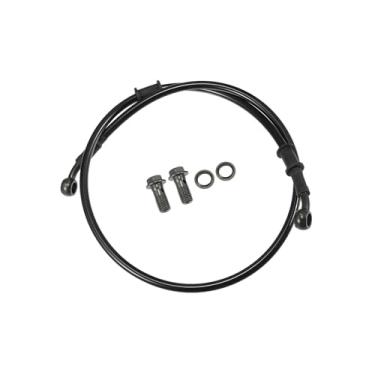 Imagem de Partuto Mangueira de freio universal para motocicleta, quadriciclo, motocross, trançada, linha de freio hidráulico, oleoduto, 90 cm, durável, metal, preto, verde militar, 1 conjunto de substituição