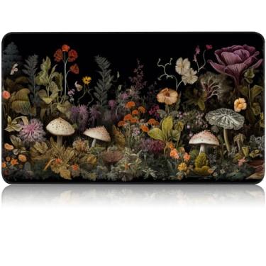 Imagem de CAPAUNVDA - Playmat de Cartas para MTG, TCG e LCG, 24''x14'' Mat, Cogumelo de Flores Silvestres