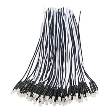 Imagem de EDGELEC 50 peças de luzes de LED brancas intermitentes de 12 volts 3 mm (1,5 Hz única cor piscando) pré-conectadas 10 cm DC 12 V luz LED difusa lentes coloridas pequenas lâmpadas LED