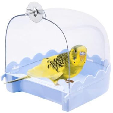 Imagem de Gaiola de pássaro tubo de banho periquito para periquito Lovebird acessórios para gaiola (azul)