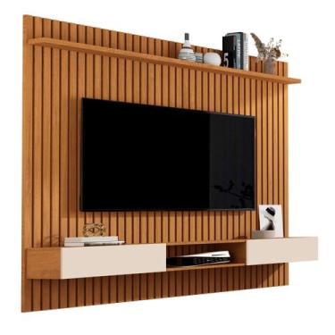 Imagem de Painel Com Nicho Ripado Amadeirado Para Sala Venus Tv Até 72 - Giga Mó