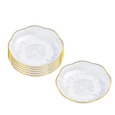 Imagem de Conjunto de 6 pratos de salada de acrílico transparente, pratos de sobremesa de jantar de 15 cm, pratos redondos para aperitivos, tigelas rasas para restaurantes - Ideal para panquecas de cozinha,