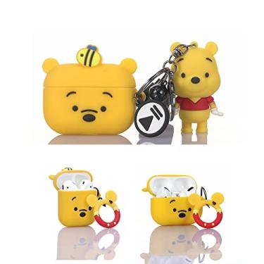 Imagem de TEMTOOE Capa de silicone fofa compatível com Apple Airpods 1,2 e Pro [série de avatar engraçado de desenho animado com chaveiro de boneca fofa] (Airpods 1 e 2, Winnie)