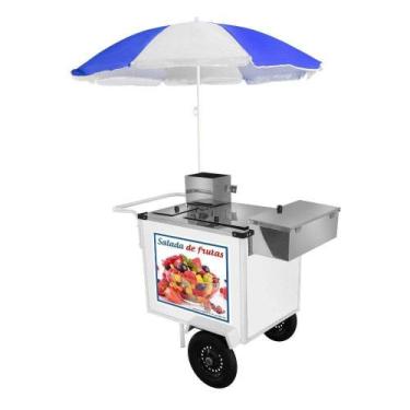 Imagem de Carrinho De Salada De Frutas Luxo Com Rodas Pneumáticas E Guarda Sol -