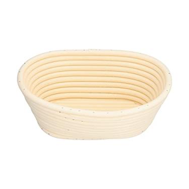 Imagem de Cesta de fermentação de pão lavável Restokki, prato de frutas, cesta de impermeabilização de pão, bandeja de cozimento de formato inovador, cozinha, padaria doméstica (Off-white oval 21 * 14 * 8cm)