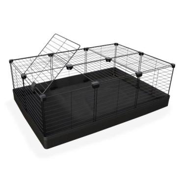 Imagem de Cercado 60x90x30 Cm Branco com Teto Tela 2,5x15cm Bandeja Nylon Preto 