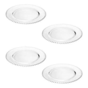 Imagem de Jogo 4 Pratos Rasos Cristal Wolff 27cm Pearl Mesa Posta 2671