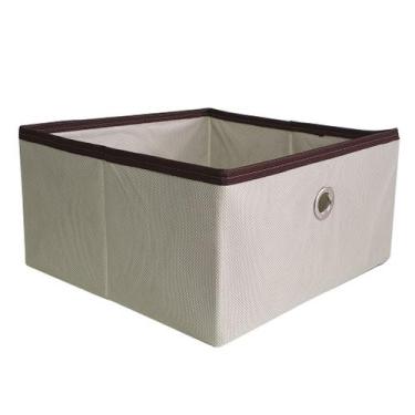 Imagem de Caixa organizadora de Tecido OrganiBox   c/ Ilhós de 28x15x28cm, Marro