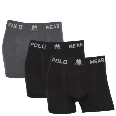 Imagem de Kit 3 Cuecas Boxer Polo Wear Microfibra Sem Costura Elastano, 02 preta