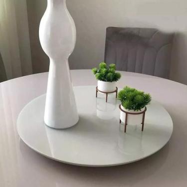 Imagem de Bandeja Giratória De Sobrepor Centro Mesa Laca C. Vidro 50cm - D DELIN