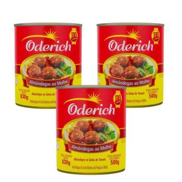 Imagem de Kit 3 Almondega Ao Molho Oderich Lata 830g