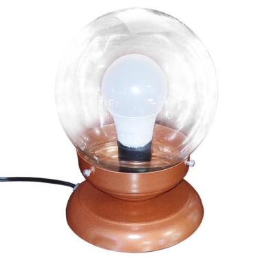 Imagem de Abajur Bola de Cristal Cobre C/Esfera 10x15 Vidro Incolor - CM GLASS -