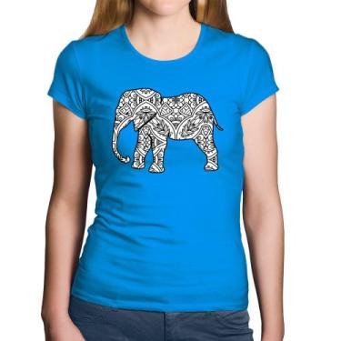 Imagem de Baby Look Algodão Elefante Mandala - Foca na Moda, Azul, G