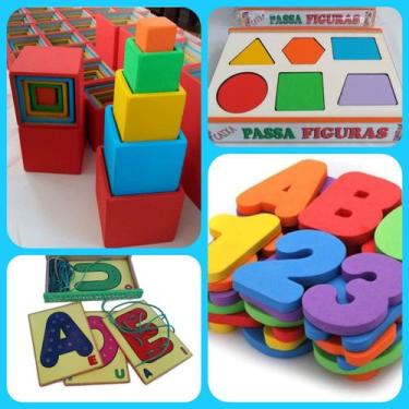 Imagem de Kit Com 4 Brinquedos Pedagógicos De Madeira - Lindos! - BRINQUE E LEIA