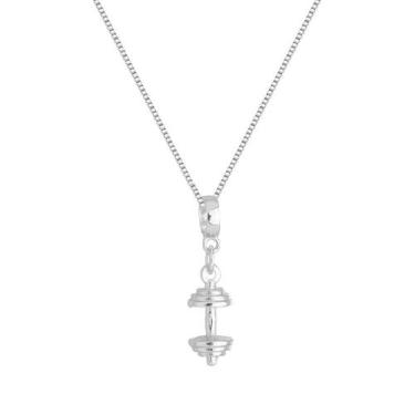 Imagem de Colar Pingente Supino de Academia Banhado a Prata 925 - Work Semijoias