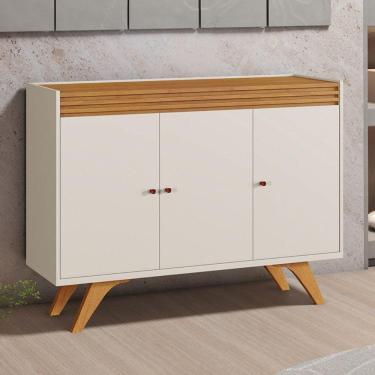 Imagem de Buffet para Sala de Jantar 3 Portas Madrid 121cm Off White/Naturalle