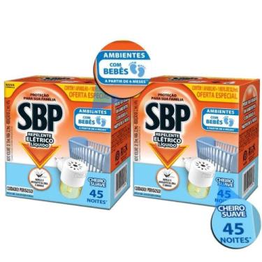 Imagem de Kit Repelente Elétrico Líquido Sbp Cheiro Suave 32,9ml Com 2