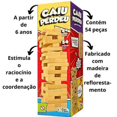 Imagem de Jogo De Estrategia Raciocinio Logico Caiu Perdeu 54 Peças Madeira - Pa