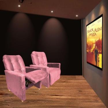 Imagem de Poltrona Reclinavel Pra Sala de Cinema Premium - Moveis Aguias, Rosa