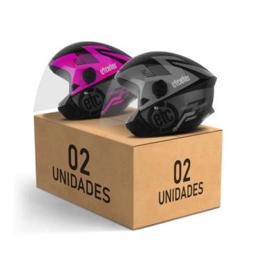 Imagem de Kit 2 Capacete Aberto Etceter Open Moto Masculino Feminino Segurança -
