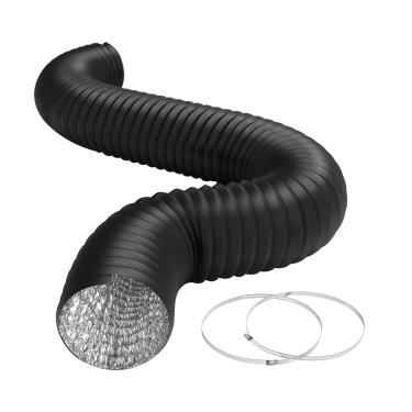 Imagem de iPower Mangueira de ventilação de secador de 4 camadas de duto de alumínio flexível de 25 cm para ventilação e exaustão de aquecimento HVAC, 2 braçadeiras incluídas, preto