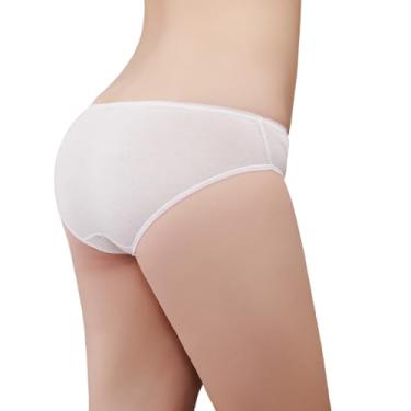 Imagem de Roupa íntima feminina descartável para viagens-hospitais - Calcinhas 100% algodão branco (10 peças), Branco, Medium 38-42 inch hips