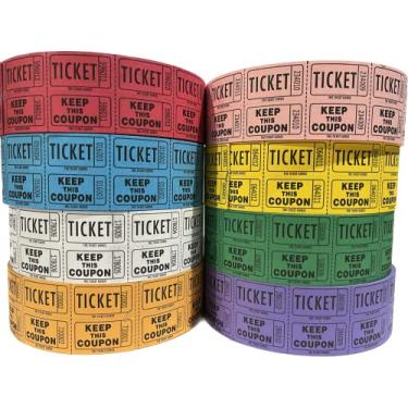 Imagem de Ticket Guru-Raffle Tickets - (4 rolos de 2000 bilhetes duplos) 8.000 bilhetes de Rafa total 50/50 {Escolha combinação de cores abaixo} (4) cores aleatórias)