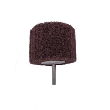 Imagem de Roda de polimento abrasiva não tecida de haste de 6 mm (1/4'') - Roda de polimento de alto desempenho para metal, madeira, plástico - Furadeira elétrica - 1 peça, vermelha (grão 120), 40x30x6 mm