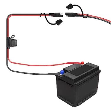 Imagem de Conector de bateria SAE, cabo de extensão SAE de 2 pés e 10 AWG, arnês de terminal de anel com tomada de desconexão rápida de 2 pinos, cabo de extensão de bateria SAE para painel solar,