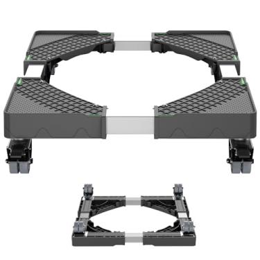 Imagem de HQO LOVL Mini Suporte Para Geladeira Com 4 Rodas De Travamento 15,7"-23,6" Suporte Para Máquina De Lavar Roupas Suporte Universal Para Móveis Suporte Para Geladeira E Secadora Portátil (Preto)