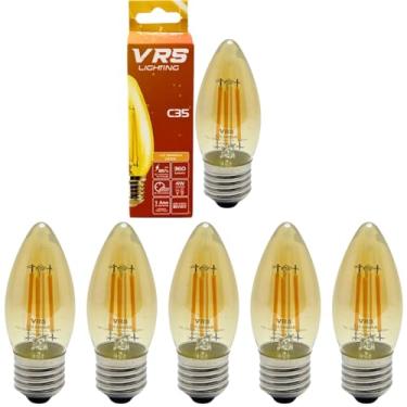Imagem de Lâmpada Filamento LED C35 Decorativa Retrô Vintage Âmbar Bivolt (Kit 5 Unidades)