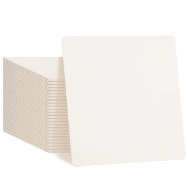 Imagem de TaoBary 50 peças de copos descartáveis de barra de papel a granel, porta-copos de papelão de 10 cm quadrados em branco para bebidas, artesanato faça você mesmo, casamento (branco)