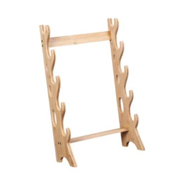 Imagem de YIJU Suporte de espada de parede, suporte de armazenamento de 5 camadas, suporte de espada de samurai estilo japonês, suporte de espada para flautas de , Marrom