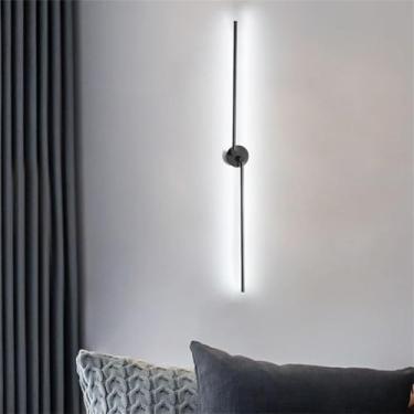 Imagem de Luminária de parede LED preta interna giratória 270° Luzes de parede de alumínio acrílico linha longa Arandelas de parede moderna iluminação de parede linear minimalista para corredor sala d