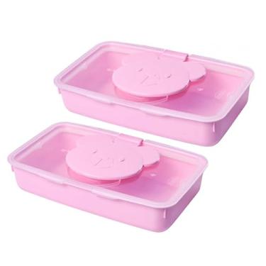 Imagem de 2 Porta Lenço Umedecido Portátil Plástico Bebê Menino Menina (Ursa Rosa)