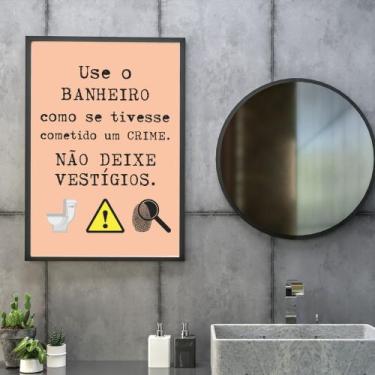 Imagem de Quadro Banheiro Lavabo Rose Aviso Higiene Limpeza 20x28cm - CAMALEÃO D