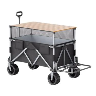 Imagem de carroça Carrinho de vagão com rodas carrinhos de quintal dobráveis ​​e vagões com vagão utilitário ao ar livre estendido para acampamento saco de rede retrátil dobrável