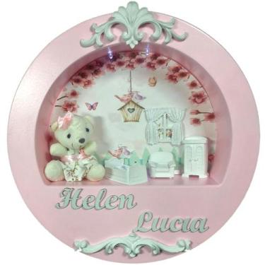 Imagem de Enfeite Porta Maternidade Cenário Nicho Led + nome - JARDIM ENCANTADO 