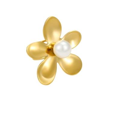 Imagem de Geometria pérola flor seda cachecol fecho clipe para mulheres aço inoxidável girassol cachecóis suporte fivela anel clipes xaile broche acessórios de roupas joias, Large, Aço inoxidável, Sem Pedra