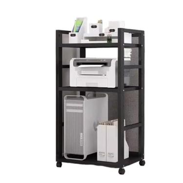 Imagem de LICONG-2020 Suporte de impressora simples prateleiras de escritório do chão ao teto rack de colocação móvel para computador prateleira de impressora prateleiras contra a parede suporte moderno para