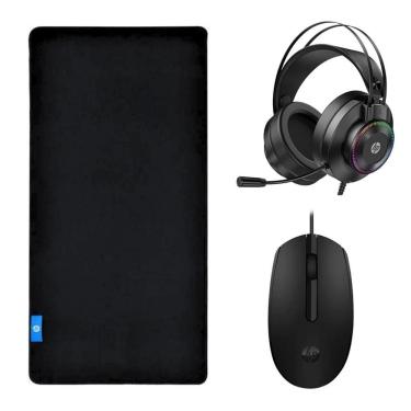 Imagem de Kit Mouse Pad Speed Gamer + Mouse Óptico com Fio + Headset 7.1 - HP