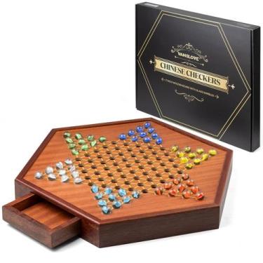 Imagem de Jogo de tabuleiro de damas chinês VAMSLOVE Large 17 para 2-6 jogadores