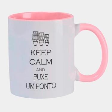 Imagem de Caneca Branca com Alça e Interna Rosa Porcelana - FRASE PUXE UM PONTO ATABAQUE UMBANDA