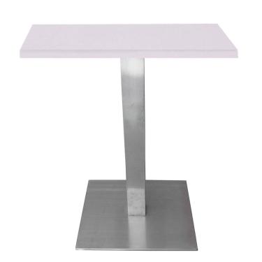 Imagem de Mesa Alpha Inox 77,50 cm (Altura) com Tampo em MDP Quadrado 80 cm Branco