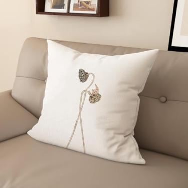 Imagem de Sladjana Capa de almofada de sofá requintada estilo chinês com estampa de lótus - eleve seu espaço de vida (66 x 66 cm, JYHH-E)